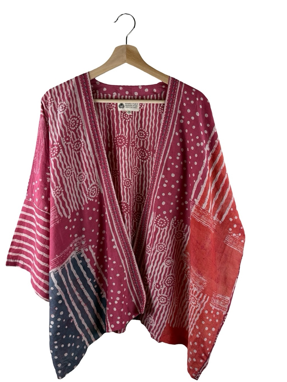 Marketplace Handwork of India Kimono Jacket Womens Patchwork Bohemian One Size